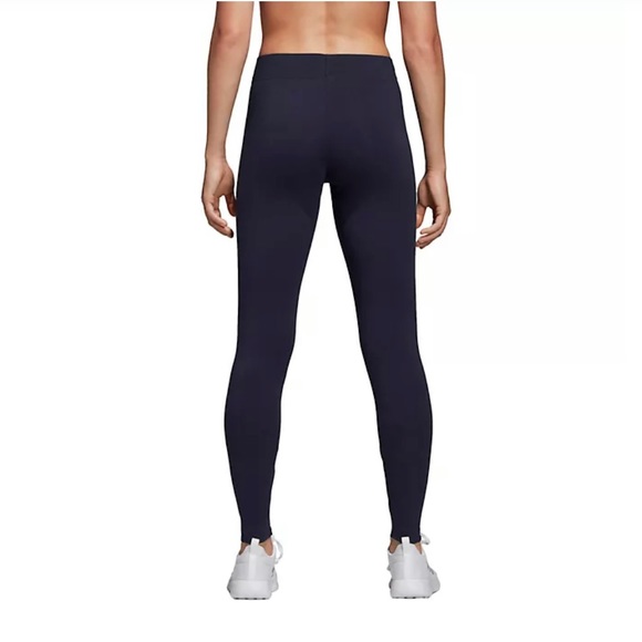 Adidas Navy blue leggings w/,”ADIDAS ,” written in white down front lower leg. - Picture 3 of 10